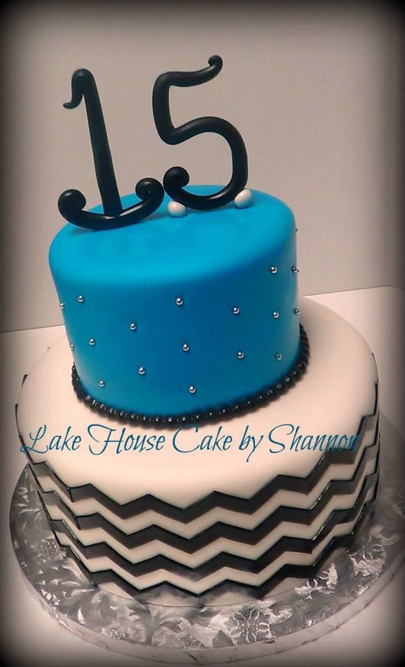 Black and Teal Chevron Birthday Cakes