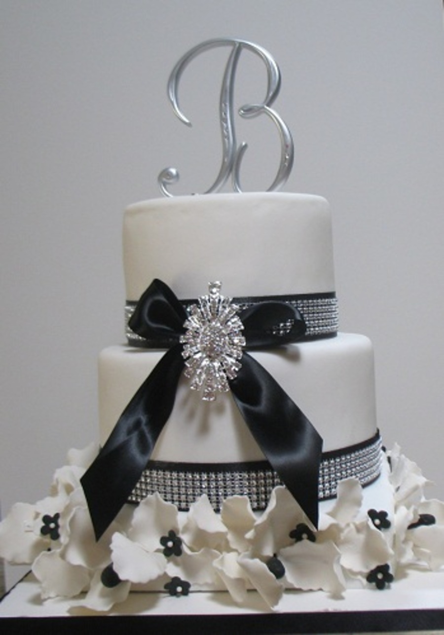 Black and White Wedding Cakes with Bling