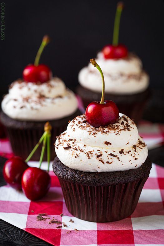 Black Forest Cherry Cupcakes with Filling