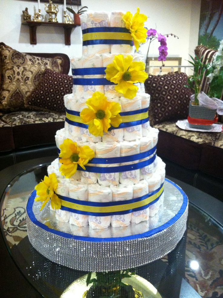 Blue and Yellow Baby Shower Cake