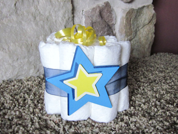 Blue and Yellow Diaper Cake