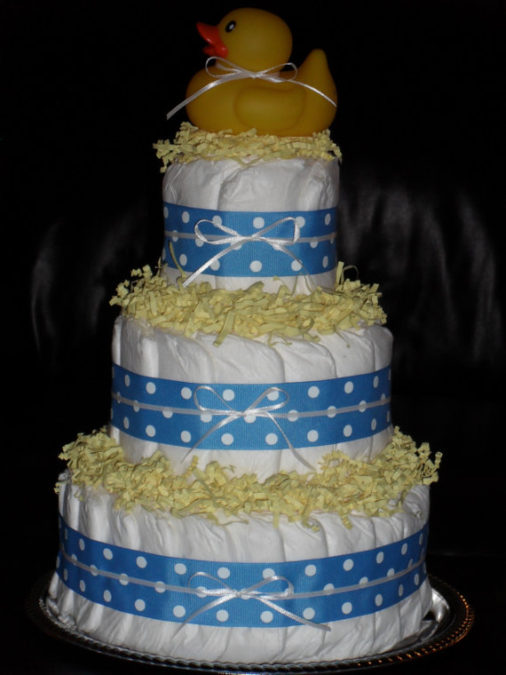 Blue and Yellow Diaper Cake