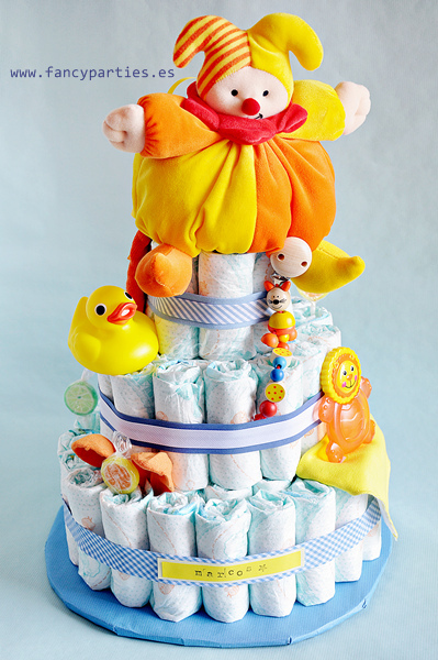 Blue and Yellow Diaper Cake