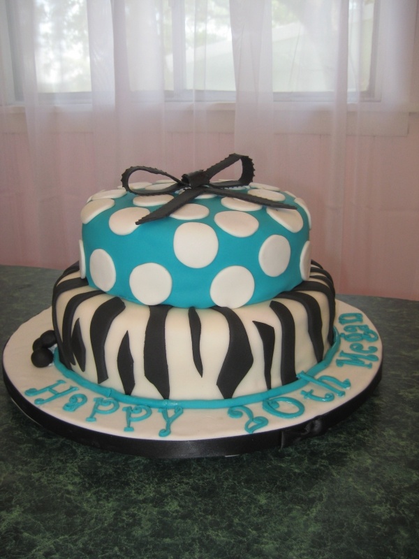 Blue Zebra Birthday Cake