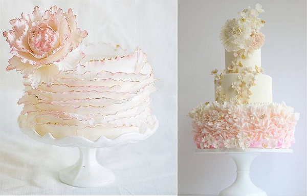 Blush Pink Wedding Cake with Flowers