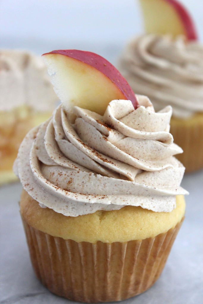 Brown Sugar Cinnamon Apple Filled Cupcakes with Buttercream Frosting