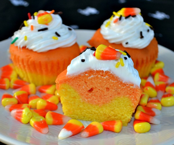 Candy Corn Halloween Cupcakes Idea