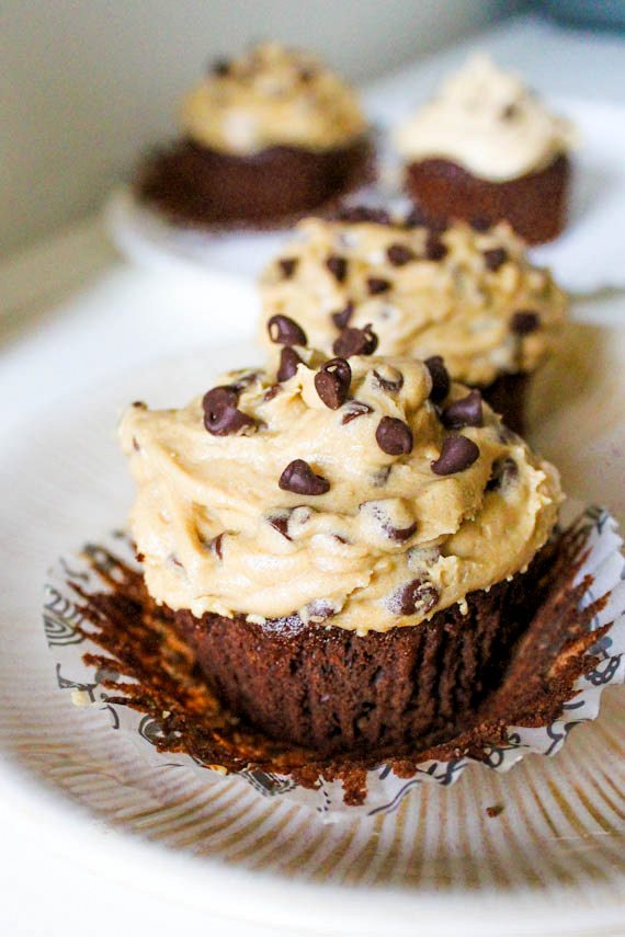 Cookie Dough Brownie Cupcakes with Icing