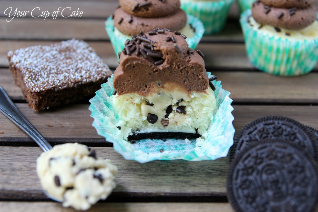 Cookie Dough Oreo Brownie Cupcakes