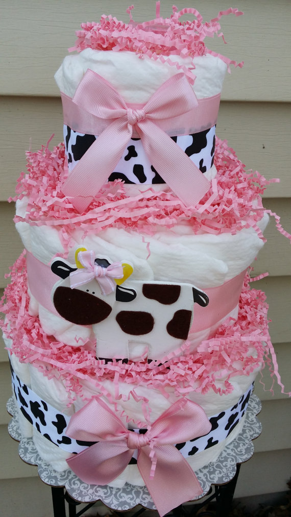 Cow Baby Shower Diaper Cake Cow Baby Shower Diaper Cake