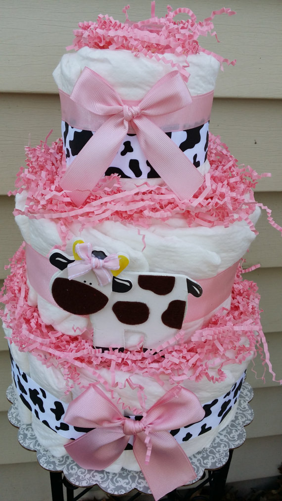 Cow Baby Shower Diaper Cake