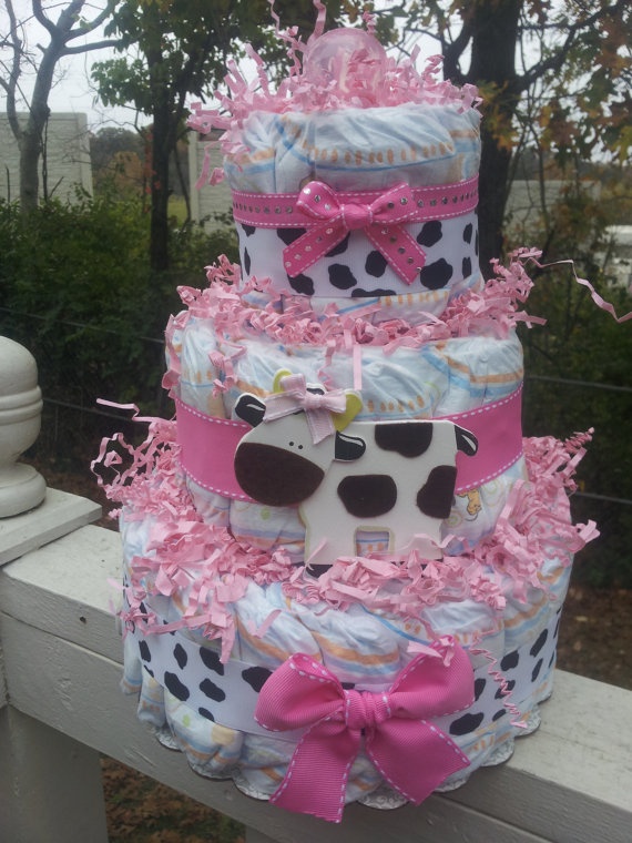Cow Baby Shower Diaper Cake Cow Baby Shower Diaper Cake