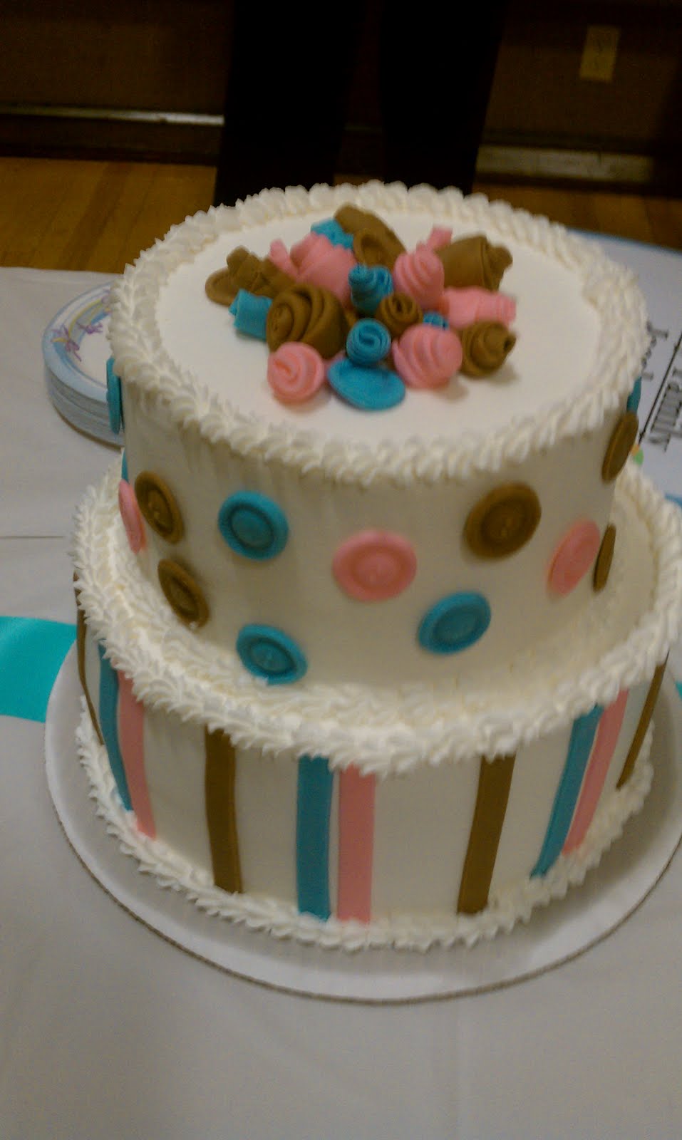 Cute as a Button Baby Shower Cake Boy