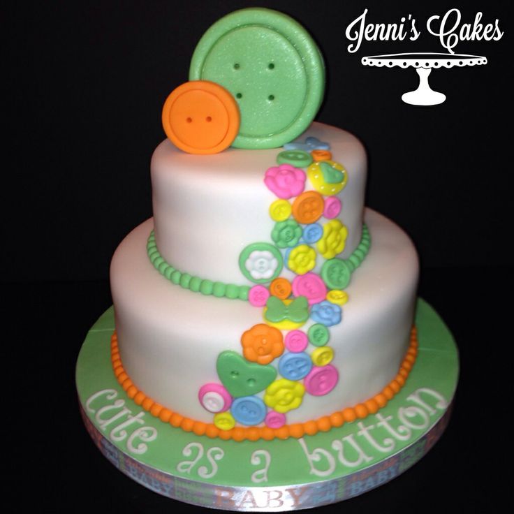 Cute as a Button Baby Shower Cake Idea Cute as a Button Baby Shower Cake Idea