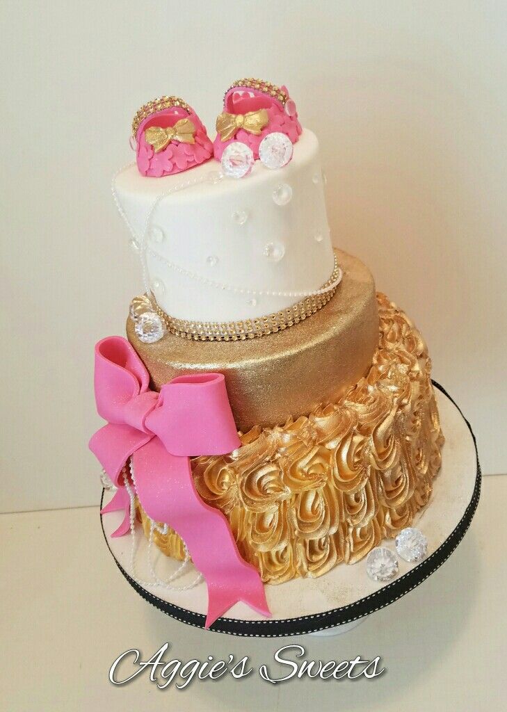 Diamonds and Pearls Baby Shower Cake