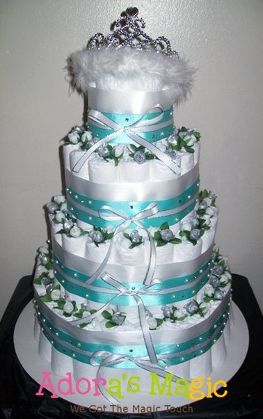 Diaper Cakes with Pearls and Diamonds