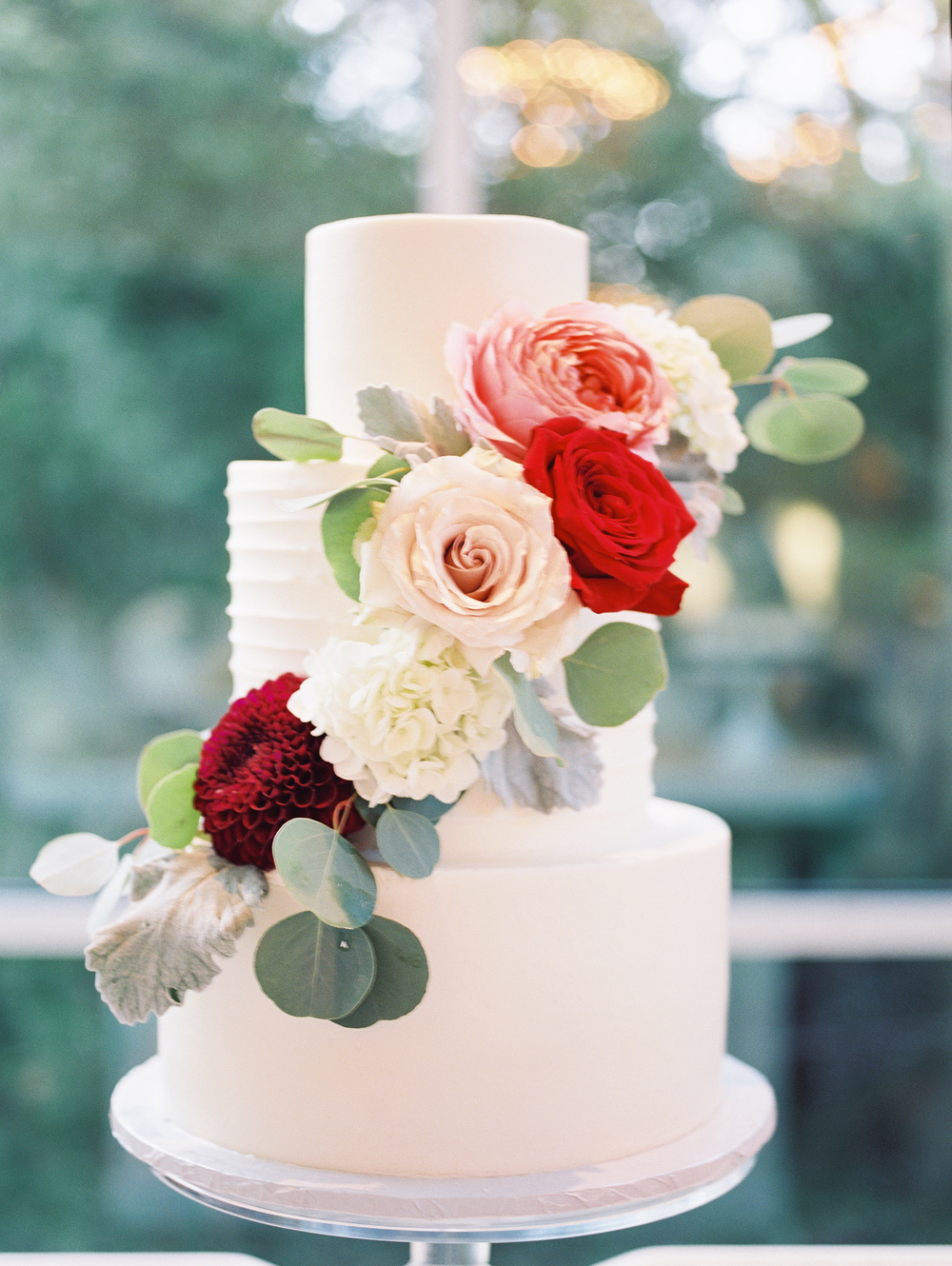 Fall Wedding Cake with Flowers