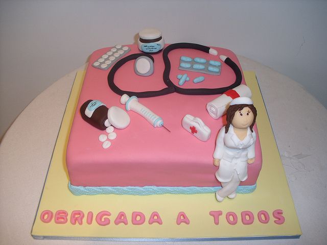 Funny Happy Birthday and Nurse Cake