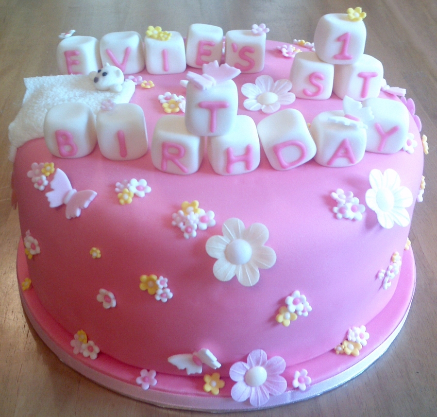 Girly First Birthday Cake Girly First Birthday Cake