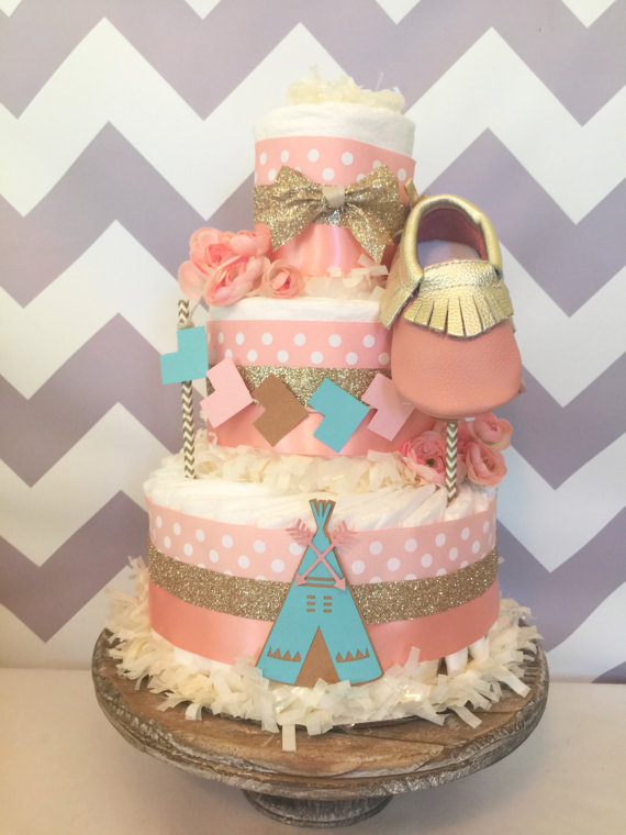 Gold and Blush Pink Baby Shower Cake