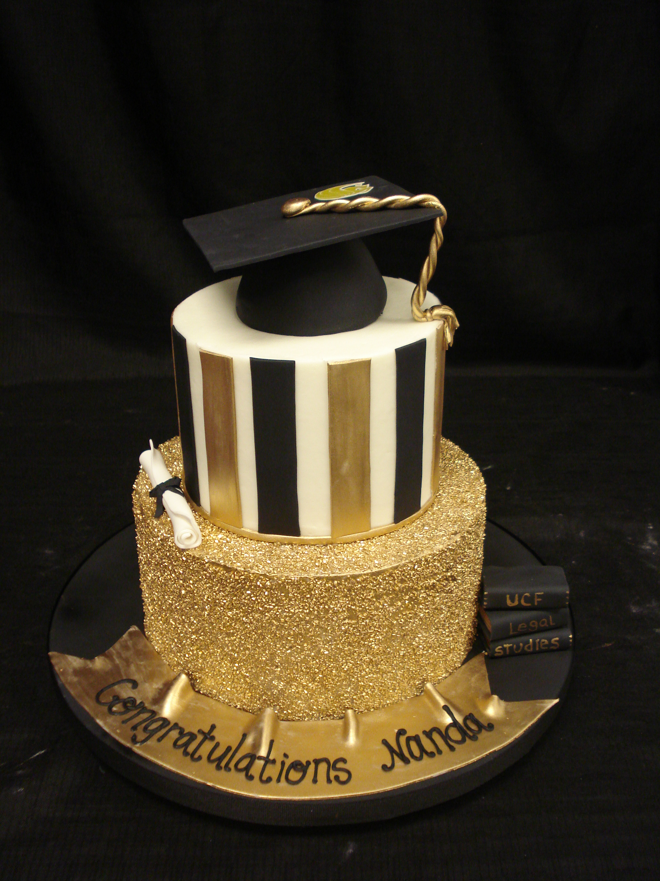 Gold Graduation Cake