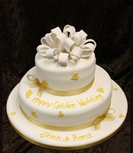 Golden Wedding Anniversary 2 Tier Cake Golden Wedding Anniversary 2 Tier Cake