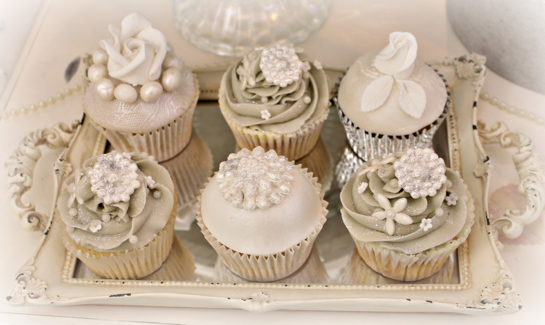Gray and White Cupcakes