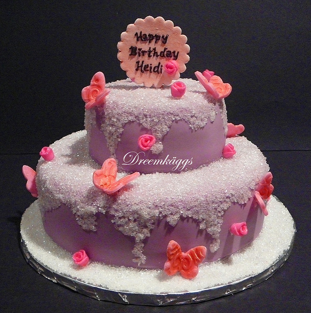 Happy Birthday Cake Pink Purple