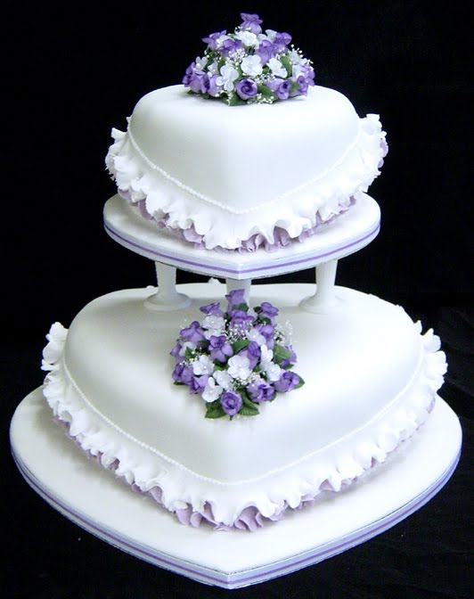 Heart Shaped Wedding Cakes with Purple