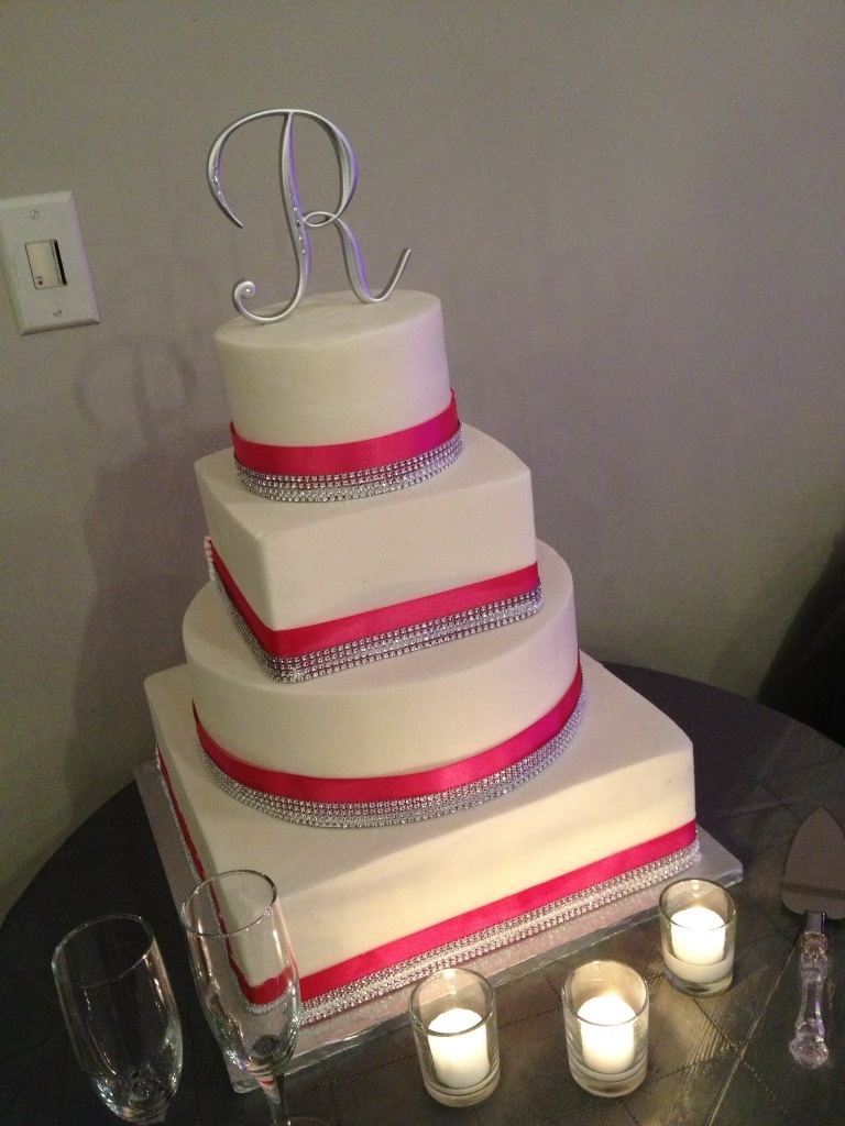 Hot Pink Square Wedding Cake