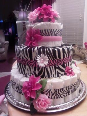 Hot Pink Zebra Diaper Cake Hot Pink Zebra Diaper Cake