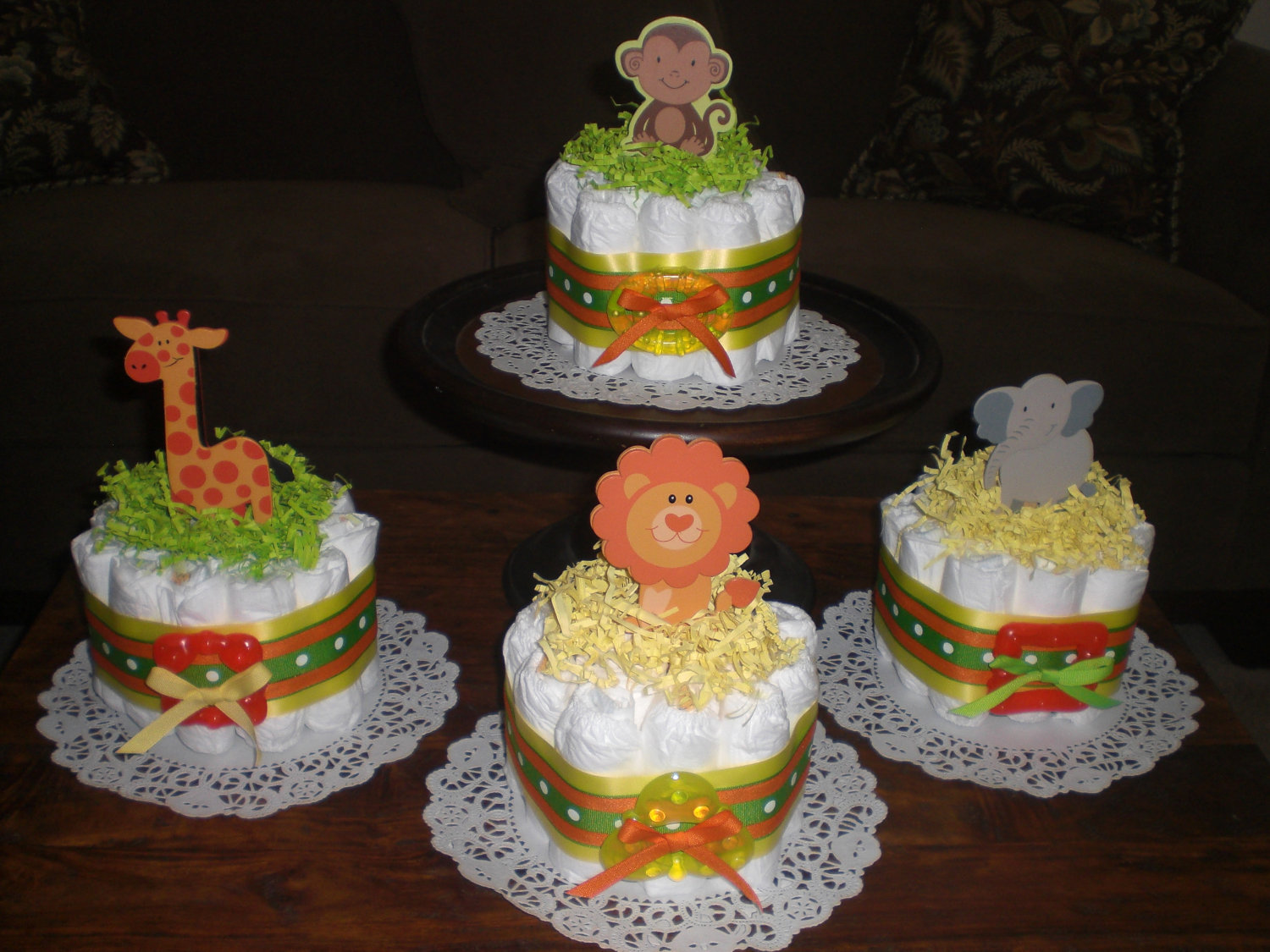 Jungle Safari Baby Shower Diaper Cake Centerpieces