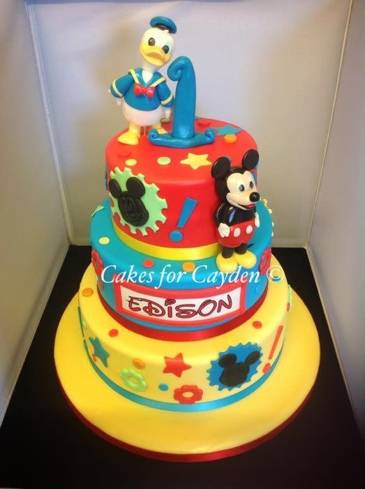 Mickey Mouse and Donald Duck Birthday Cake