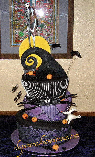 Nightmare Before Christmas Jack and Sally Wedding Cake