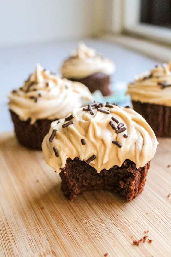 Peanut Butter Brownie Cupcakes with Frosting