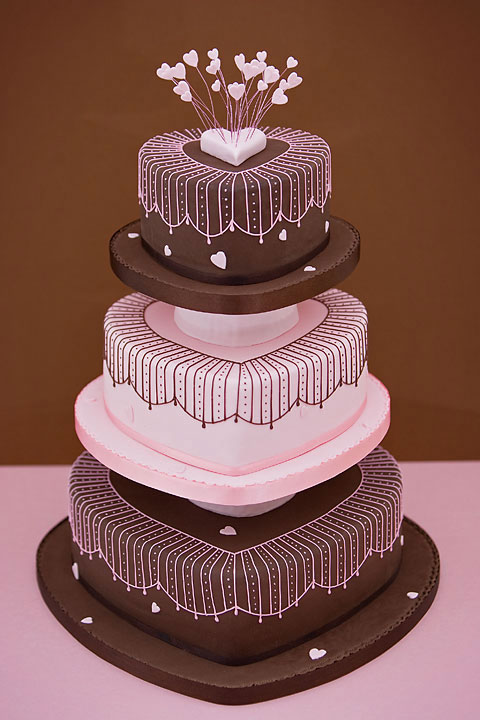 Pink and Chocolate Wedding Cake