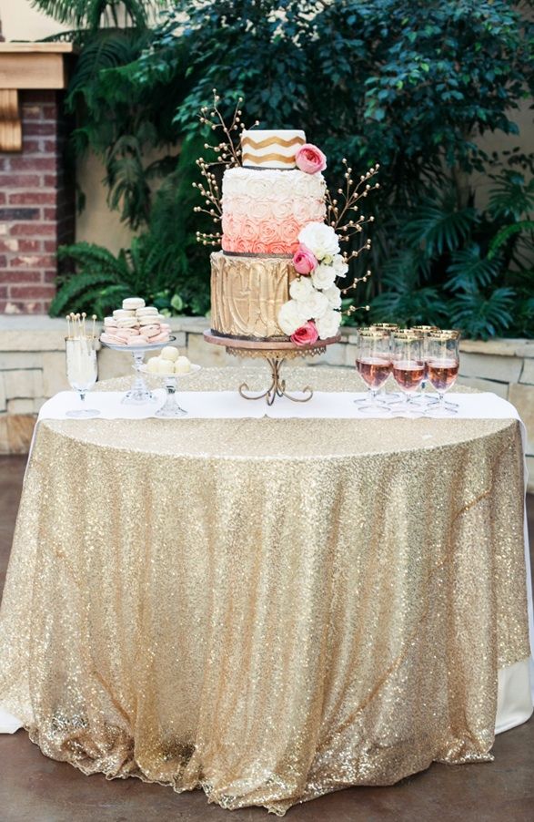 Pink and Gold Wedding Cake Table