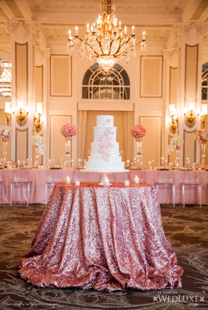 Pink Wedding Cake Table Decor
