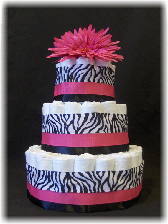 Pink Zebra Baby Shower Diaper Cake Pink Zebra Baby Shower Diaper Cake