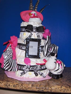 Pink Zebra Print Diaper Cakes Pink Zebra Print Diaper Cakes