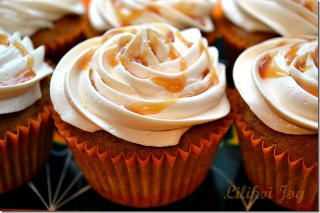 Pumpkin Cupcakes with Salted Caramel Frosting