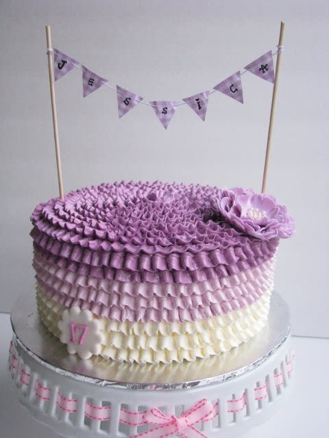 Purple Buttercream Ombre Ruffles Cake