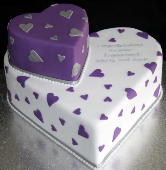 Purple Heart Shaped Wedding Cakes