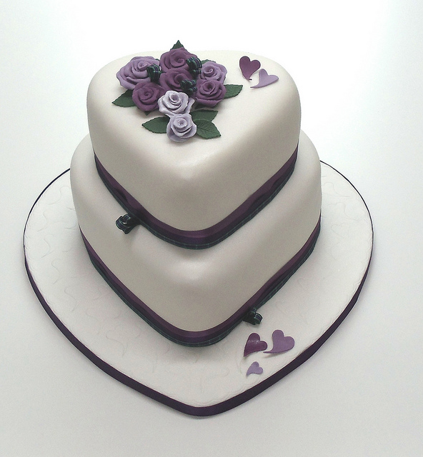 Purple Hearts Wedding Cake