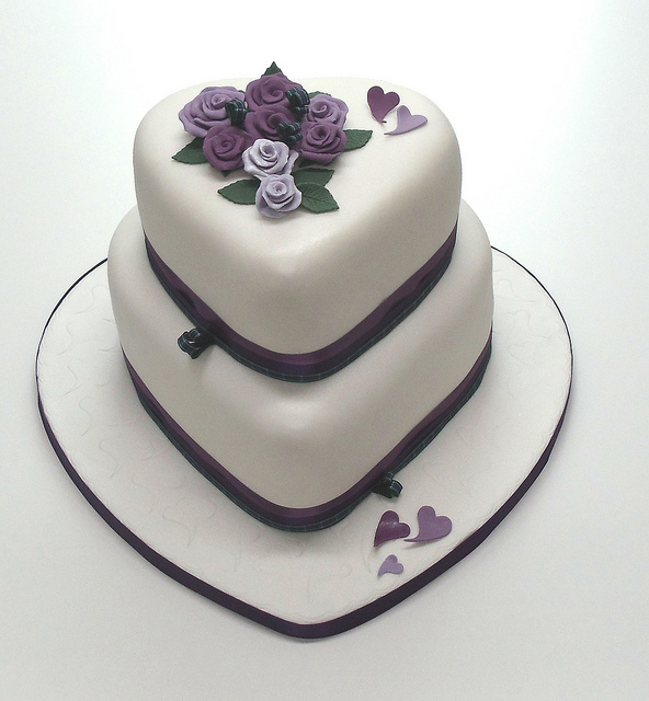 Purple Hearts Wedding Cake Purple Hearts Wedding Cake