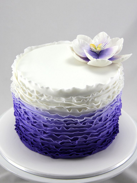 Purple Ombre Ruffle Cake