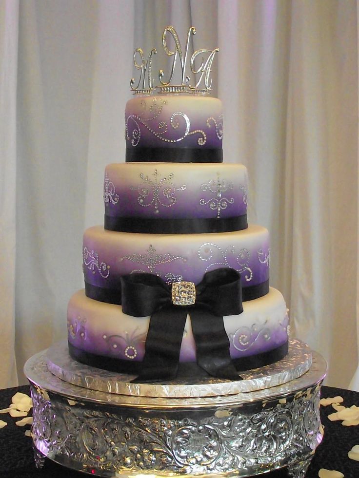 Purple Wedding Cake with Bling