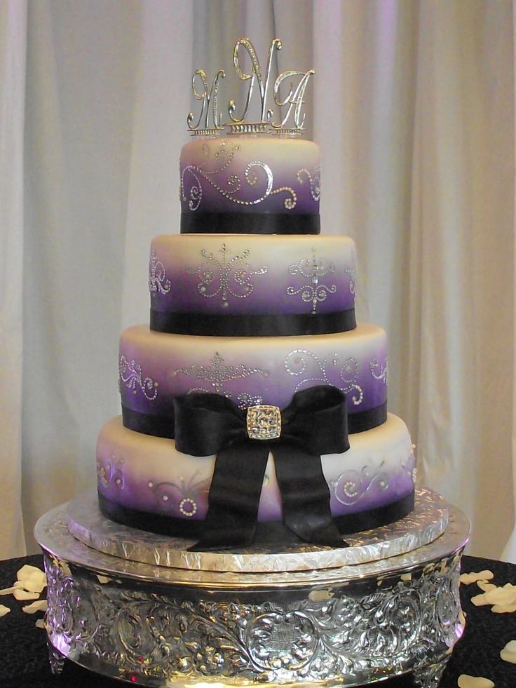 6 Photos of Cream And Black And Bling Wedding Cakes 6 Photos of Cream And Black And Bling Wedding Cakes