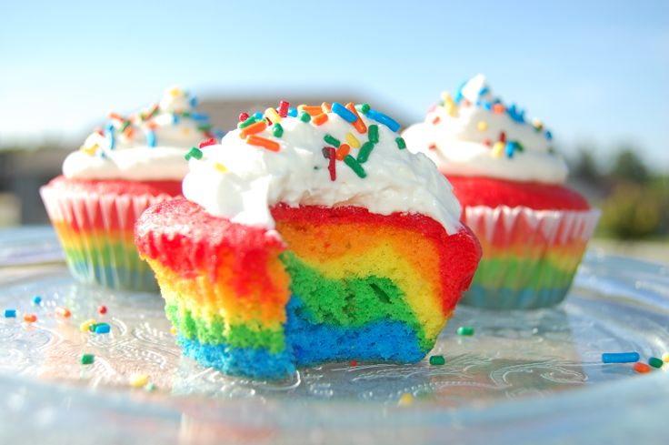 Rainbow Cupcakes with Frosting