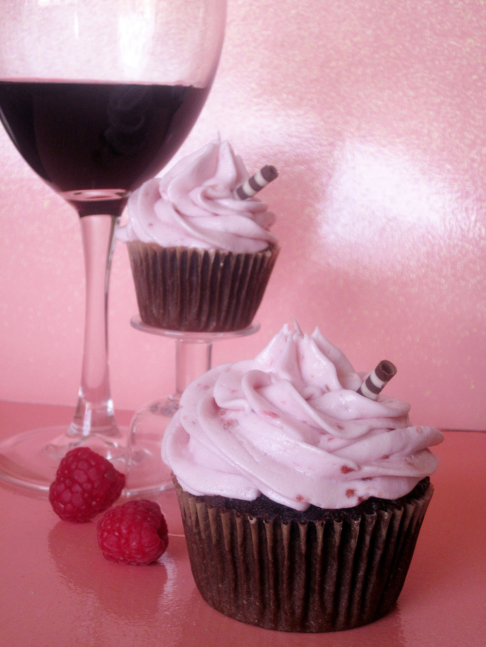 Raspberry Chocolate Wine Cupcakes